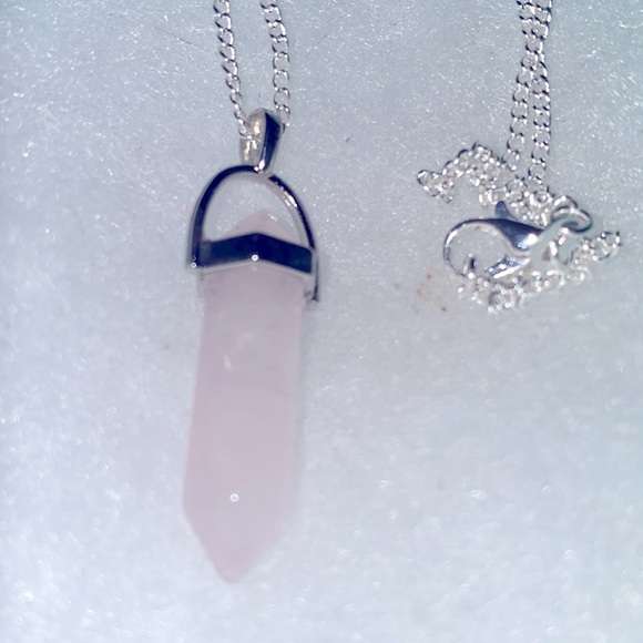 Boho hippie Rose Quartz Sterling Silver 18” Necklace - Picture 5 of 6